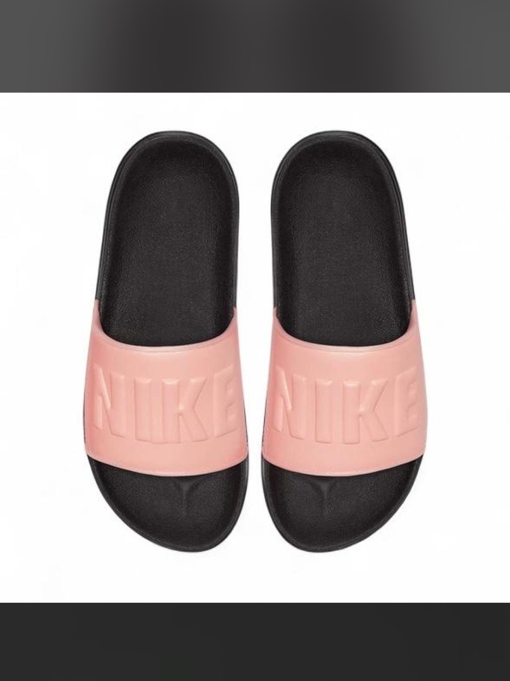 Nike Pink Strap Slides with Black Footbed